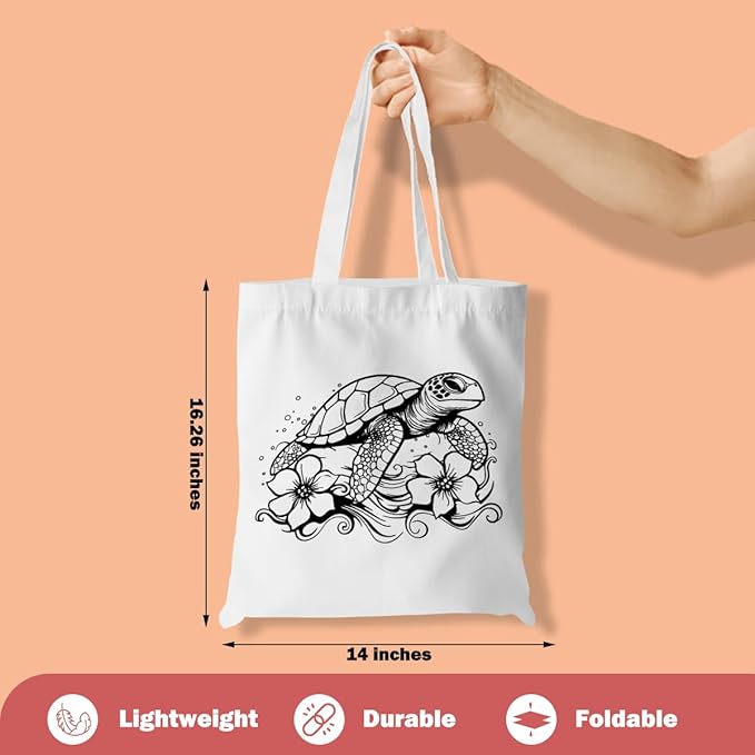 Turtle Gifts Shark Gifts Tote Bag, Hedgehog Horse Gifts for Women Girls, Animals Reusable Grocery Bag Shopping Bag