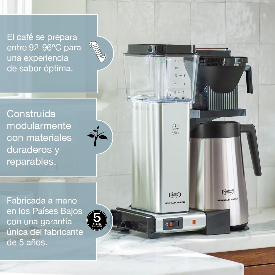 Moccamaster KBGT, Cafetera de filtro, Jarra térmica, Black, 1.25L