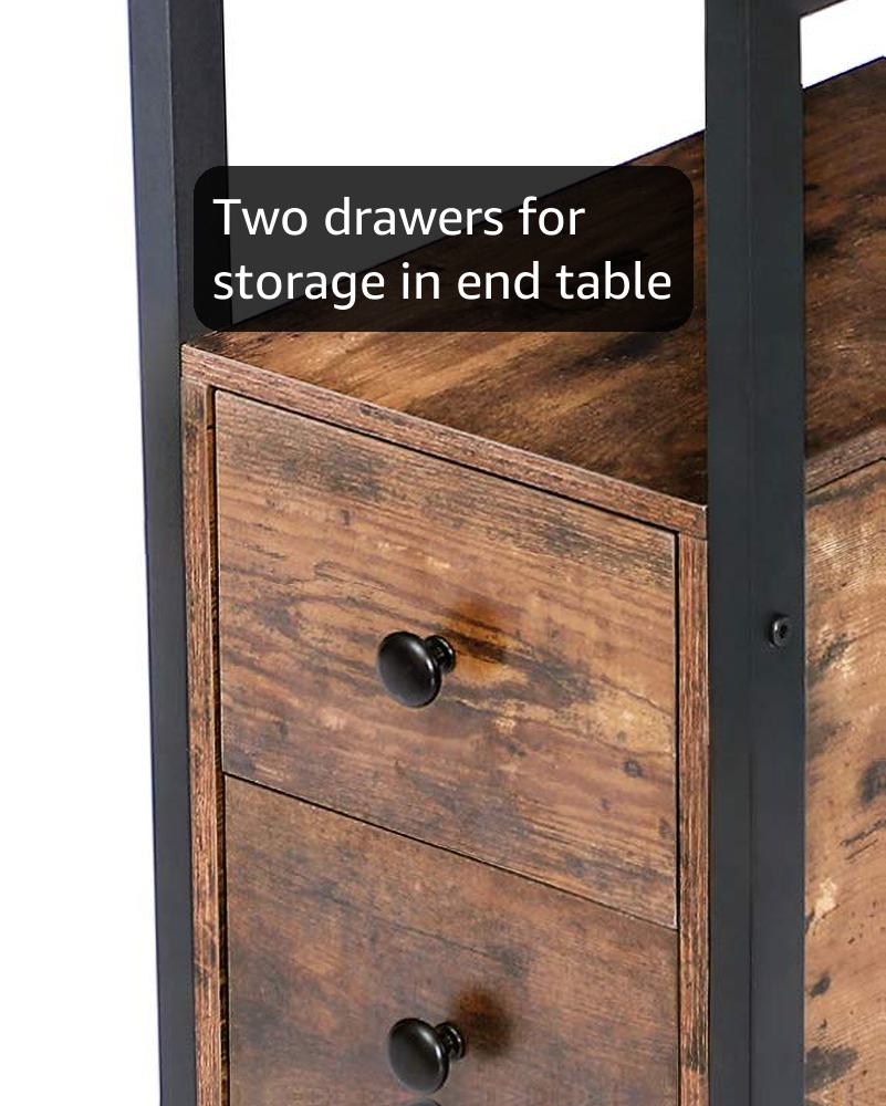 Amazon.com: HOOBRO End Table, Narrow Chairside Table with Drawer
