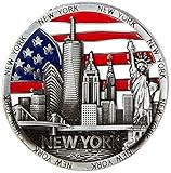 Cirlce US Flag New York Souvenir Metal Fridge Magnet Brooklyn Bridge NYC Statue of Liberty NY Empire State Building NY Skyline Metal Magnet