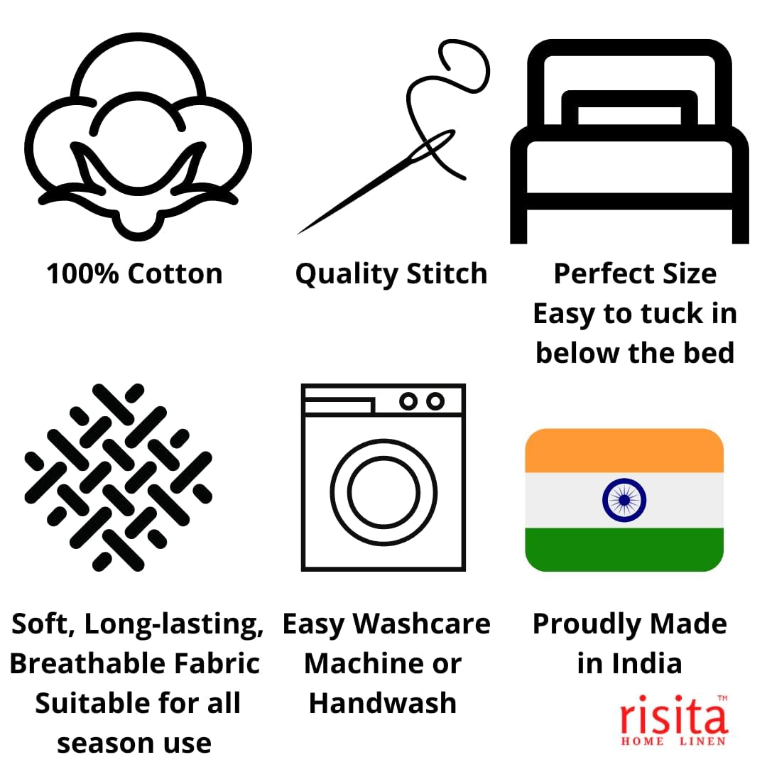 Risita Home Linen 144TC 100% Cotton Printed Single Bedsheet for Kids with 1 Pillow Cover | Ideal for Every Day Use,Animals and Floral Patterns | Print Flat Sheets for Children 4