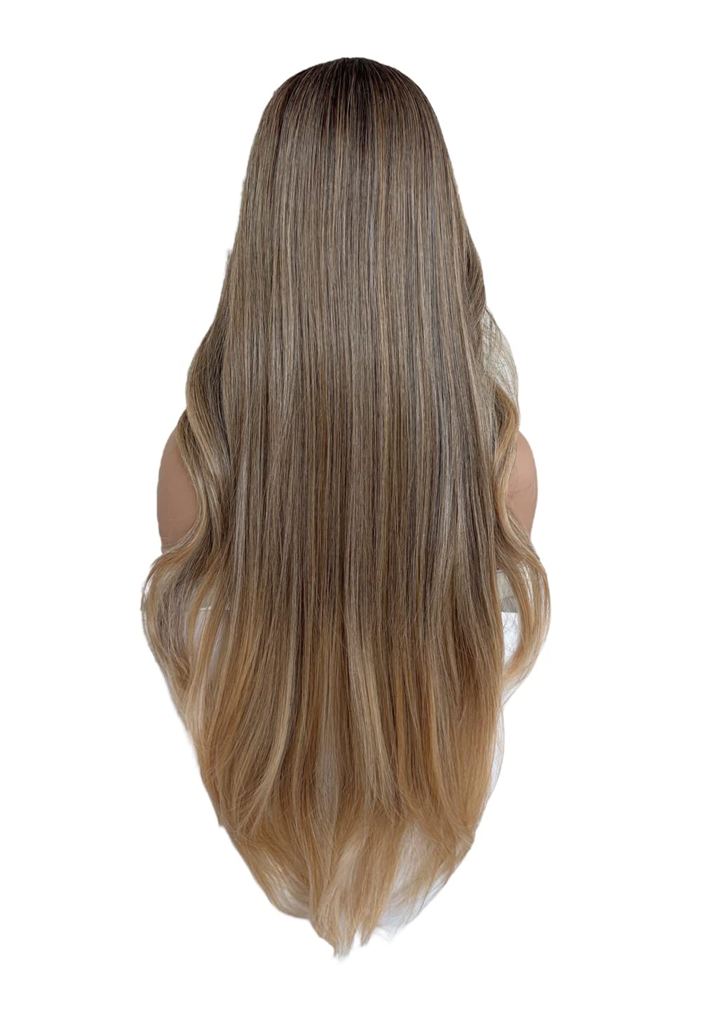 Joe Green 5" Y Shaped HD Lace Frontal Wig Synthetic Pre-Plucked Hair (Ash Blonde Long Flip Out Straight, 5Y)