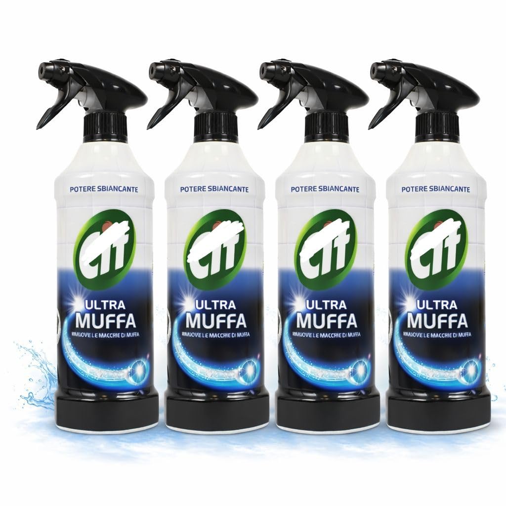 Cif Ultra Muffa Spray Antimuffa per Muri e Fughe, 500 ml, Formula Concentrata per Rimozione Macchie, Confezione da 4