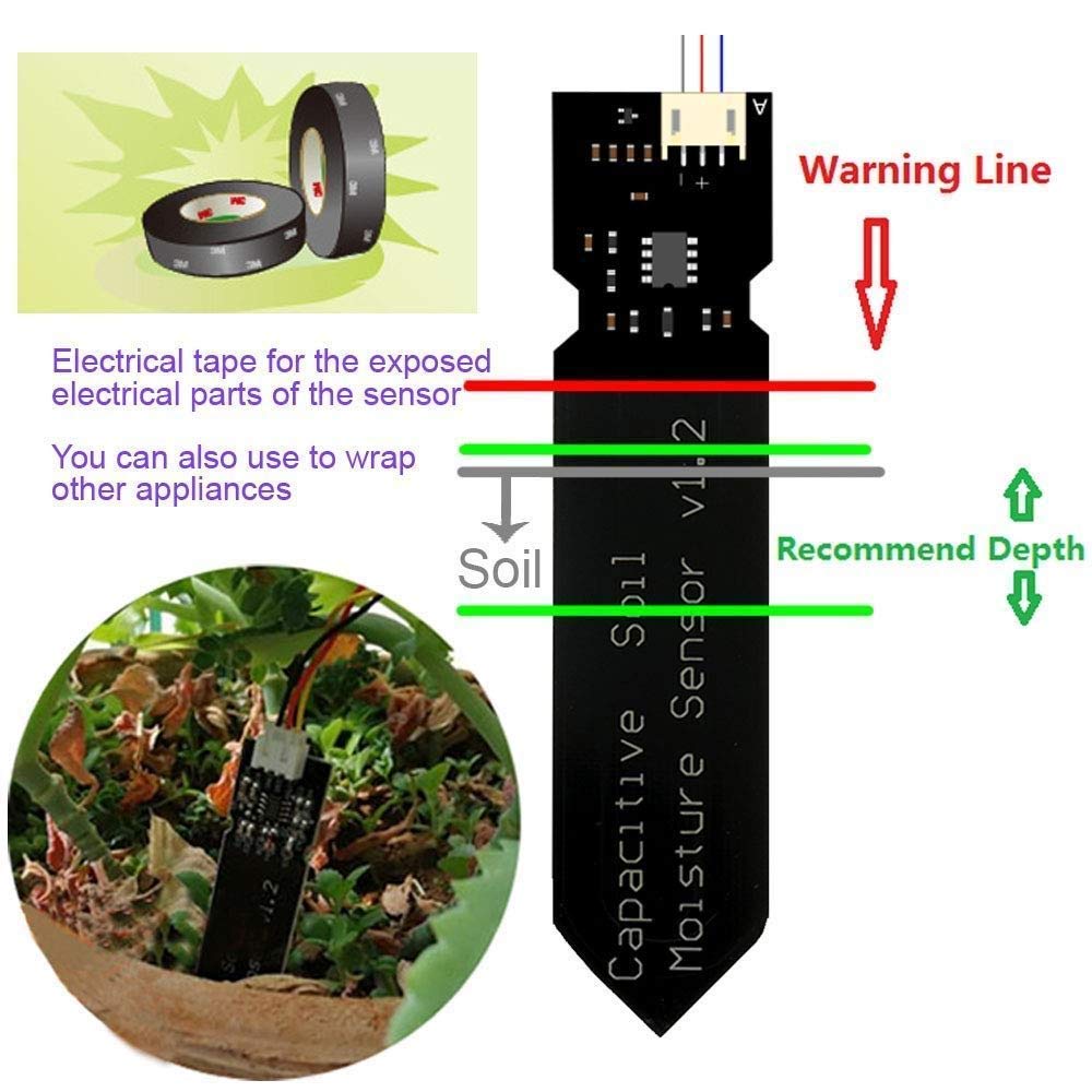 Electrobot Capacitive Soil Moisture Sensor V1.2 with Wire for Arduino, Raspberry Pi - Image 6 thumbnail