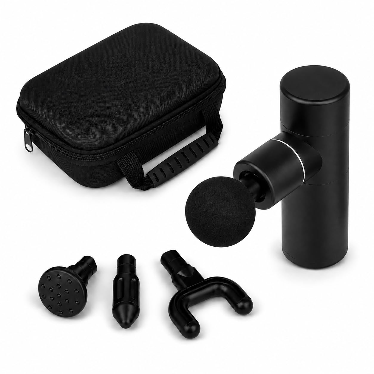 Pistola de Masaje Professional - Aparato de Masaje - 30 kg de Presión - 10 Velocidades - Recargable por USB-C - 4 Cabezales de Masaje - Incluye Estuche de Transporte - Silenciosa