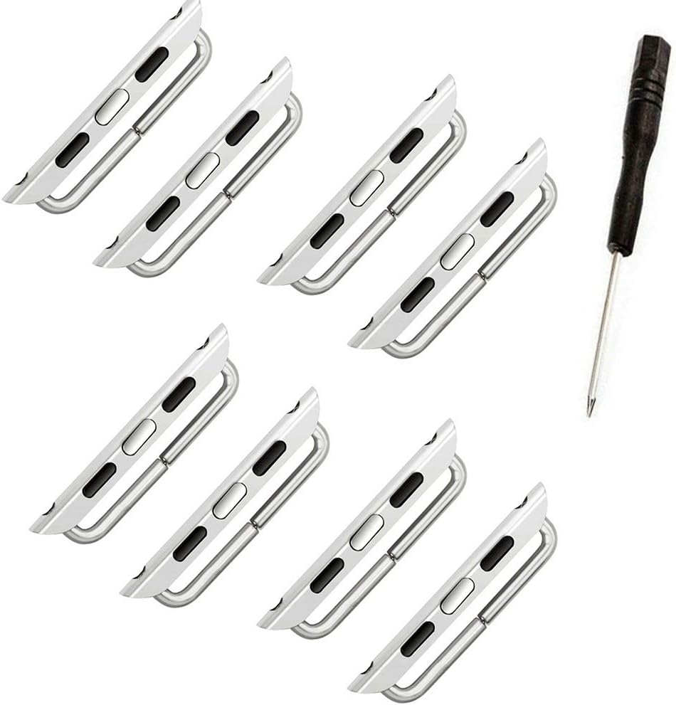 4 Pack Watch Band Connector Kit Watch Strap with Replacement Tool Compatible with Watch Adapter 38mm 40mm (Sliver)