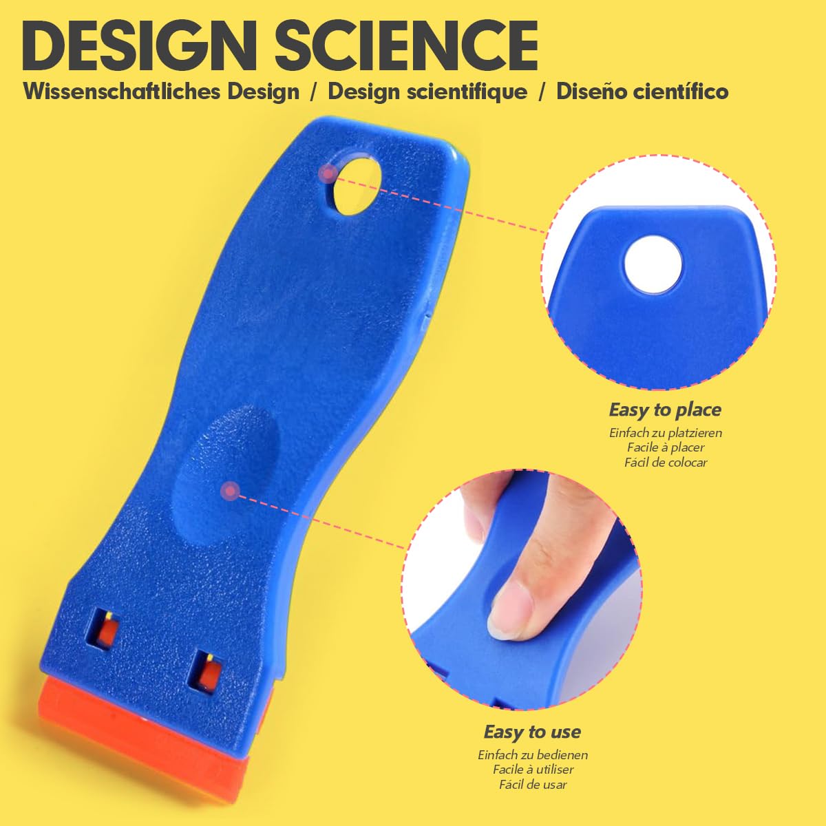 プラスチックカミソリブレードスクレーパーとブレード10個、ラベルデカールツール、傷なしプラスチックカミソリブレードスクレーパー、ステッカー、ガスケット、ウィンドウカーガラス用ペイント用接着剤リムーバー。 - 3