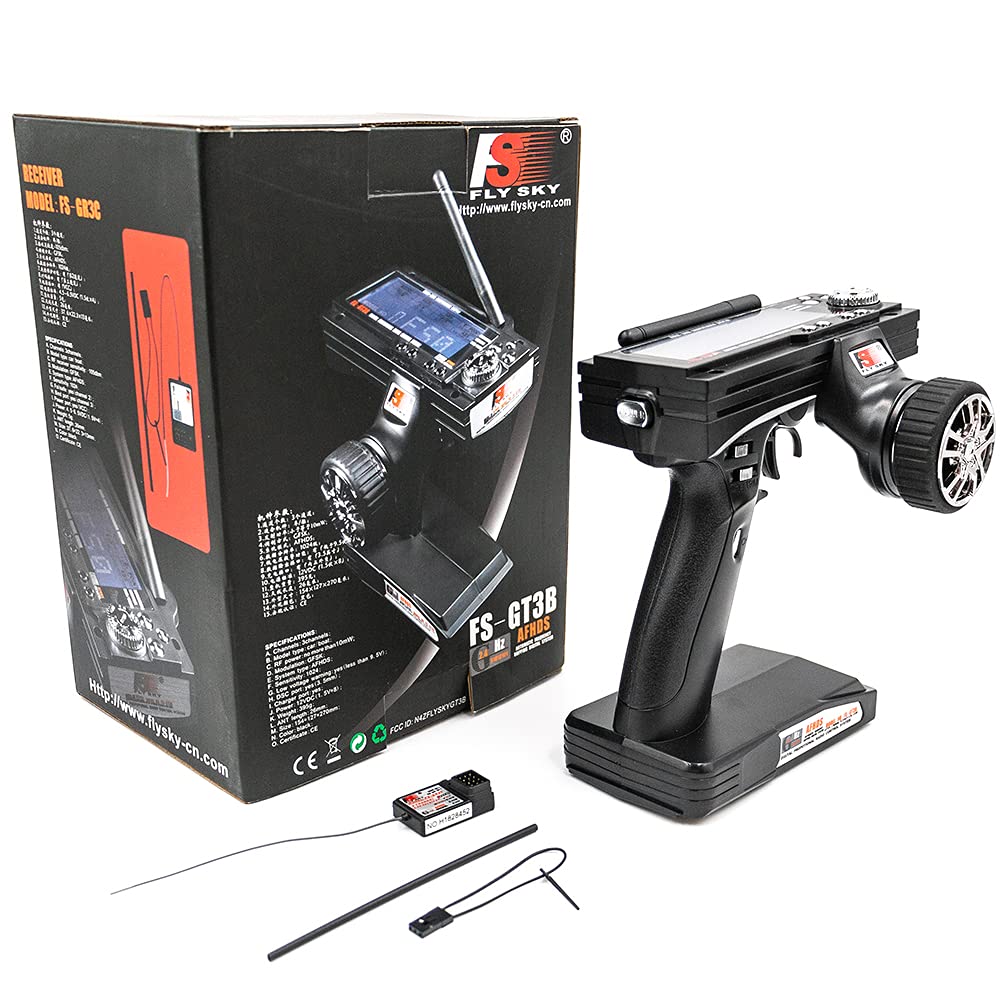Flysky FS-GT3B 2.4G 3CH AFHDS Radio Model Digital Propotional Radio Control RC System Gun Remote Control LCD Transmitter with FS-GR3E Receiver for RC Car Boat