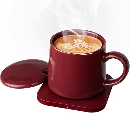 Juego de calentador y taza de café, calentador de tazas de bebidas para escritorio, uso en casa, oficina, regalos de café, eléctrico de 15 vatios,
