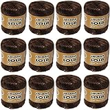 Hilo de LENTEJUELAS BRILLANTES ovillo para mezclar con lana para Tejer Crochet Ganchillo o Punto Torrijo LOLA 25g, | 12 Unidades, Color 2333 MARRON