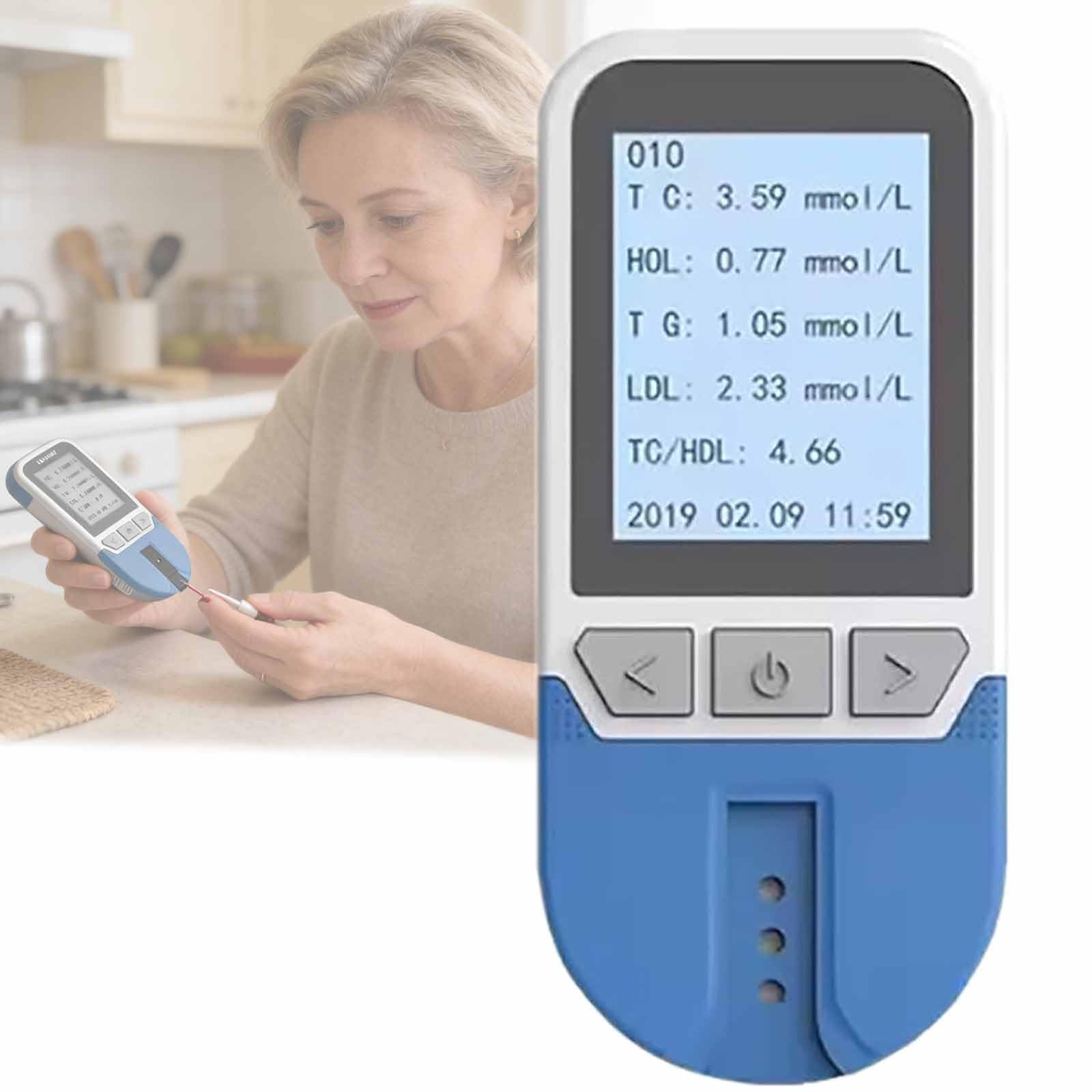 Moniteur De Lipides Multifonction, Testeur De Lipides Sanguins Avec 25 Bandelettes De Test Et 500 Jeux De Valeurs De Mémoire, Résultats Rapides En 2 Minutes Et Facile À Utiliser, Professionnalisme