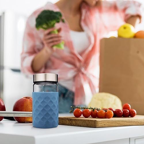 Miniatura 8 de All About Juicing Fundas de silicona para botellas de agua de vidrio, paquete de 4 soportes protectores de capacidad de 10 onzas, protección