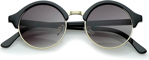 zeroUV Gafas de sol redondas clásicas con puente de nariz de metal semi-montura P3 de 1.850 in