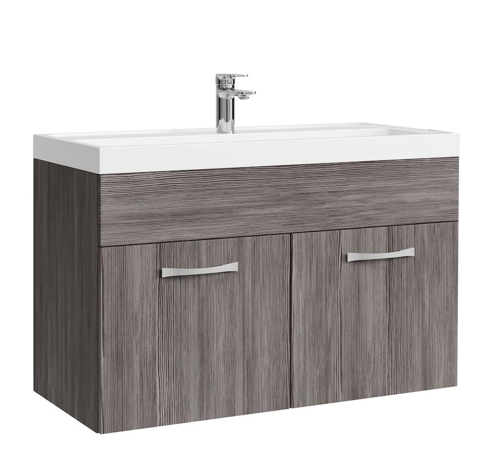 Badplaats B.V. Meuble de Salle de Bain Paso 01 80 x 40 cm lavabo Chene Gris – Armoire de Rangement
