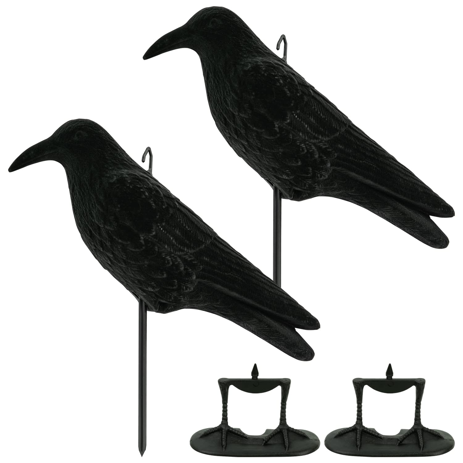 NITEHAWK 2 x Full Body Flocked Crow Decoy With Feet And Stake Shooting Hunting