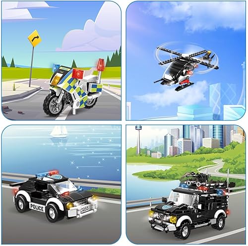 Miniatura 4 de Juego de bloques de construcción de la estación de policía de la ciudad, 1261 piezas de juguetes de construcción de la ciudad de policía con