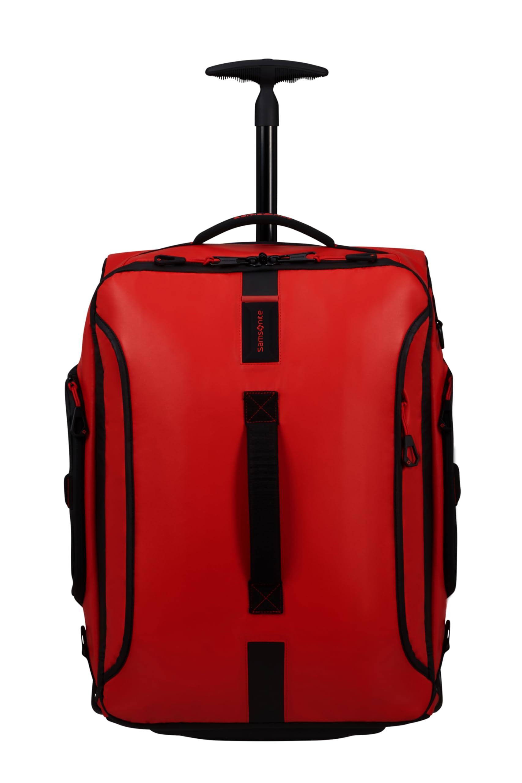 Samsonite - Paradiver Light - Bolsa de Lona con Ruedas, Rojo (Rojo Fuego), S (55 cm - 51 L), Mochila de Viaje para portátil con 2 Ruedas