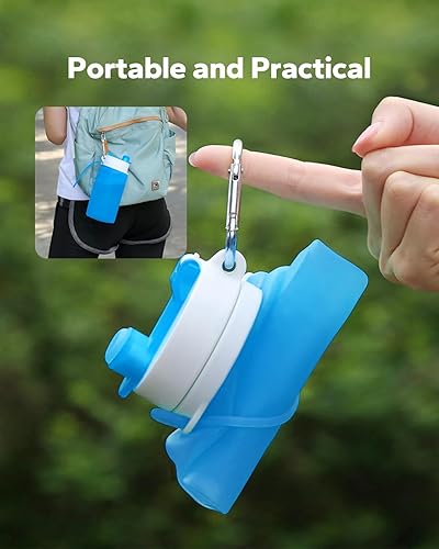Miniatura 4 de Botella de agua plegable, botella plegable portátil y botella de agua con clip para mochila, botella de agua plegable sin BPA, botella deportiva