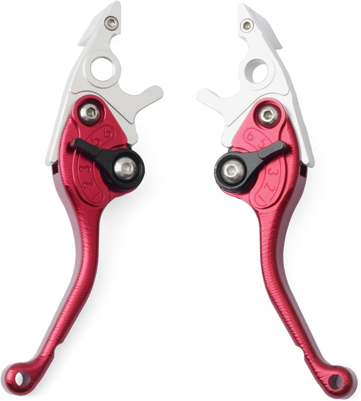 Electric Dirt Bike Brake Clutch Lever Replacement for Yozma in 10 E-Bike for Tuttio Soleil 01 for Tutti for CNC Handbrake Lever, Titanium Alloy, 6th Gear Adjustable, Red, Pair