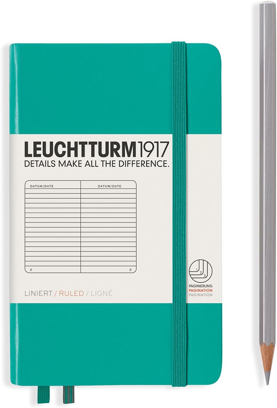 LEUCHTTURM1917 - Notebook Hardcover Pocket A6-187 Numbered Pages for Writing and Journaling (Emerald, Ruled)