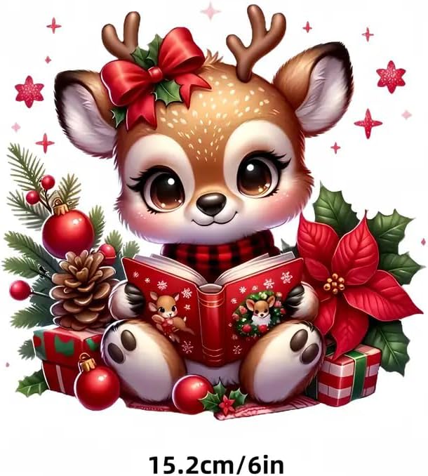 Adorable Reindeer PVC Vinyl Car Decals Stickers Waterproof Self-Adhesive Decals for Cars, Laptops, Trucks, Motorcycles Wall Window Luggage Scratch Cover Door Decor Sticker - Image 2