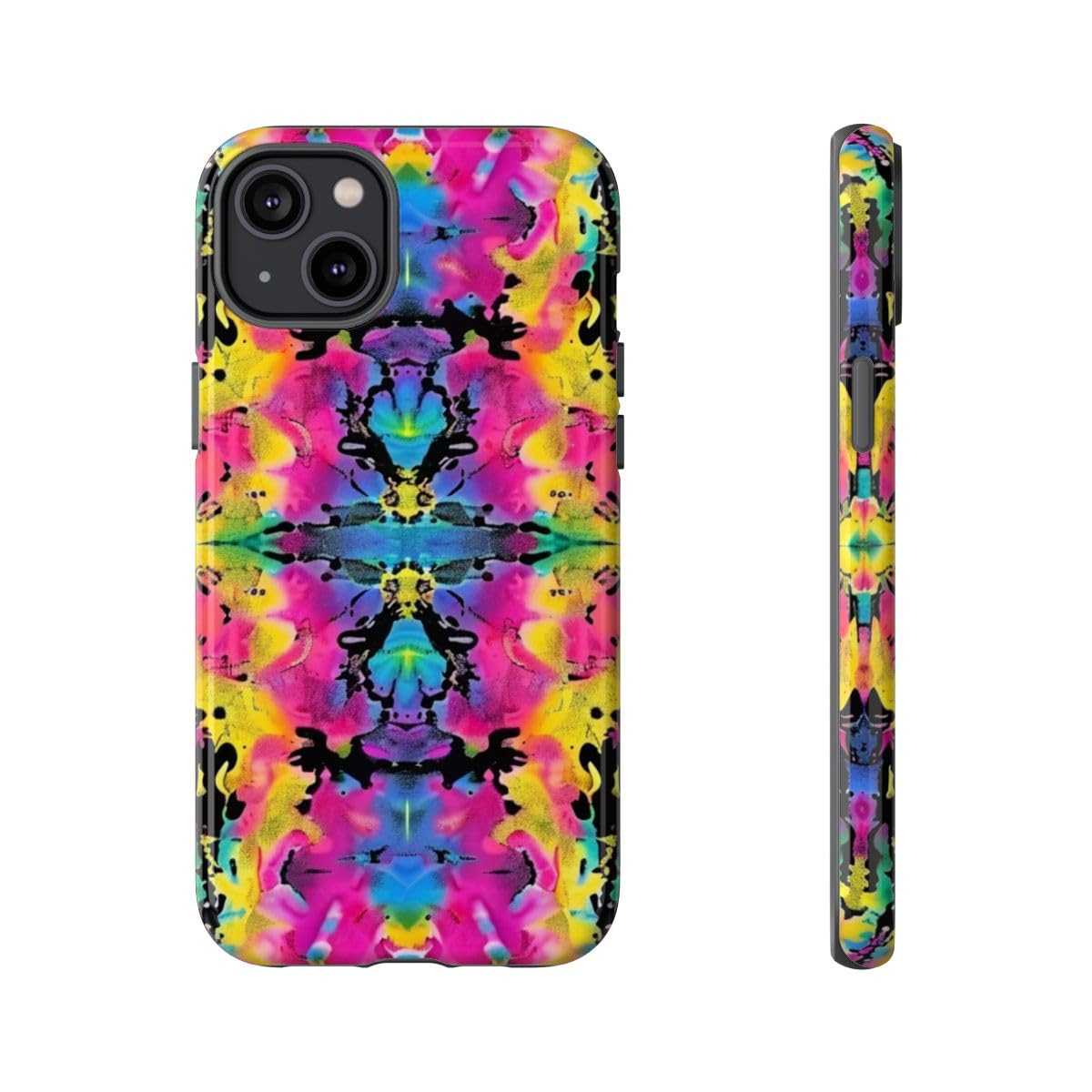 Coque iPhone 14 Plus rigide brillante protection motif abstrait multicolore vif - 5