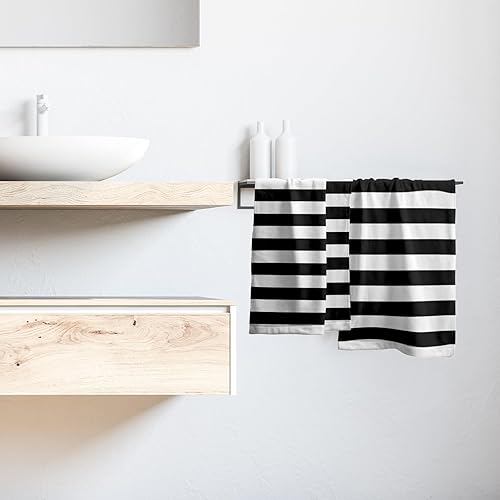 Miniatura 6 de Giwawa Toalla de Mano en Blanco y Negro  Toallas Clásicas a Rayas Blancas y Negras Toallas de Baño Modernas y Simples Toallas de Punta de los Dedos