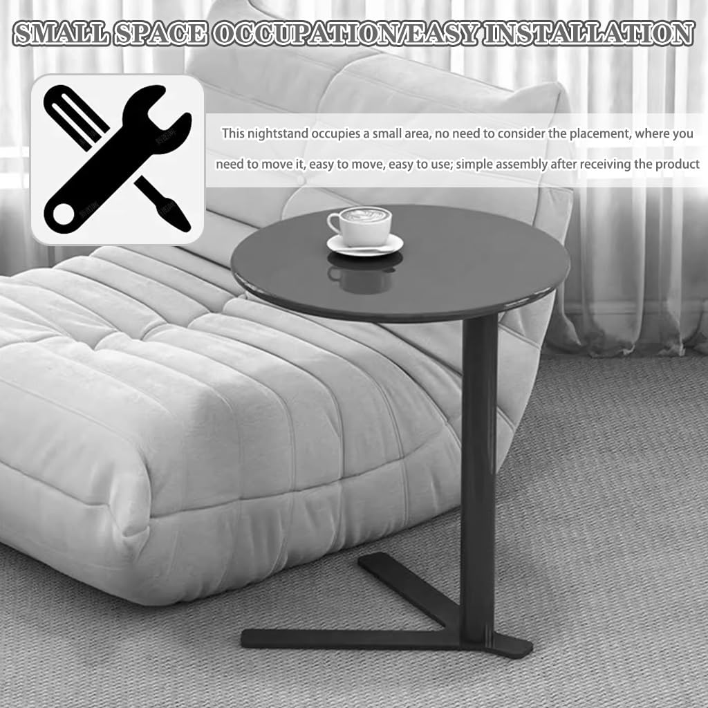 Mesa Lateral Cama Mesa Auxiliar En Forma De Y De Estilo Nórdico, Mesa De Sofá De Metal Sencilla para El Hogar, Mesa De Centro para El Suelo De La Oficina, Fácil Instalación(Black B,48 * 69cm)
