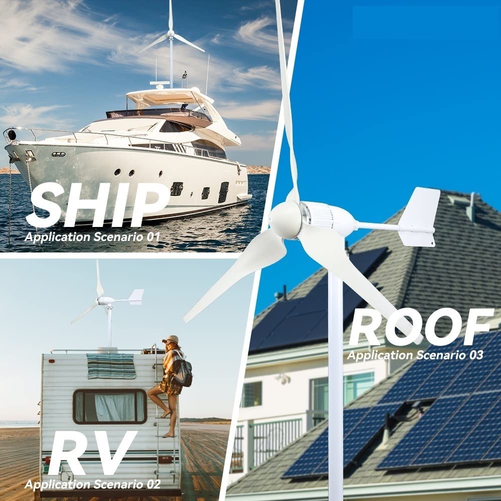 Générateur d'éolienne, Kit de générateur Turbine éolienne 3000w 3kw Puissance 3 Lames 24V 48V énergie avec contrôleur Chargeur MPPT Hors système d'onduleur réseau(with Mppt Controller,24V)