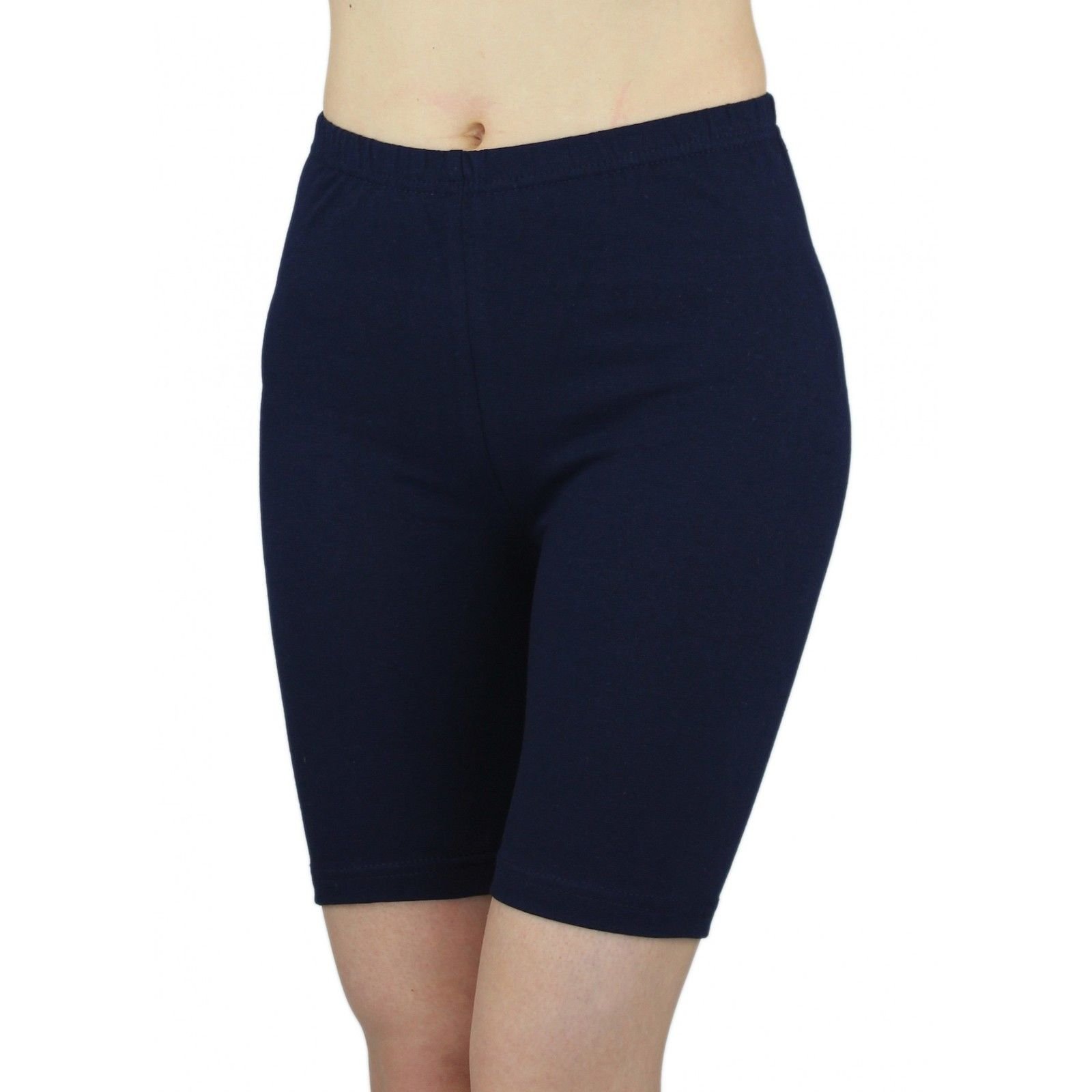 elegance1234 Girl's Cotton Lycra Cycling Shorts Above Knee Leggings Stretchy Quality for School/Sport (5-6 Years, Navy)