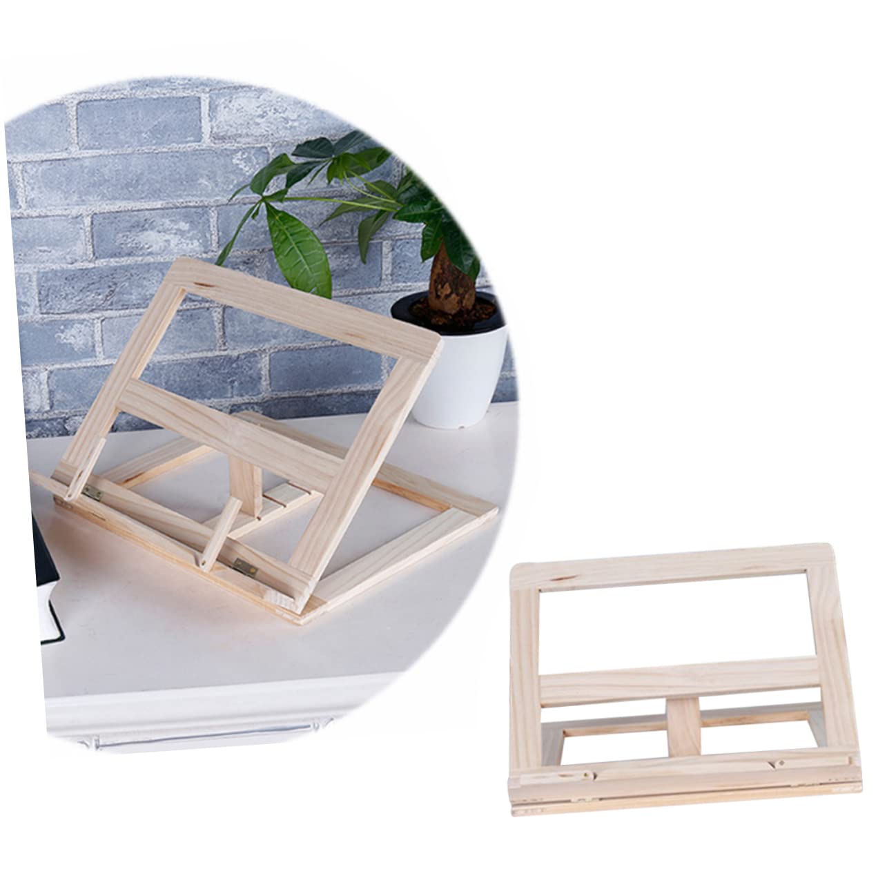 DOITOOL Wooden Bookshelf Reading Bracket Portable Book Stand for Tablets Music and Cookbooks with Tilt Angles for Home Office Dorm Library Use