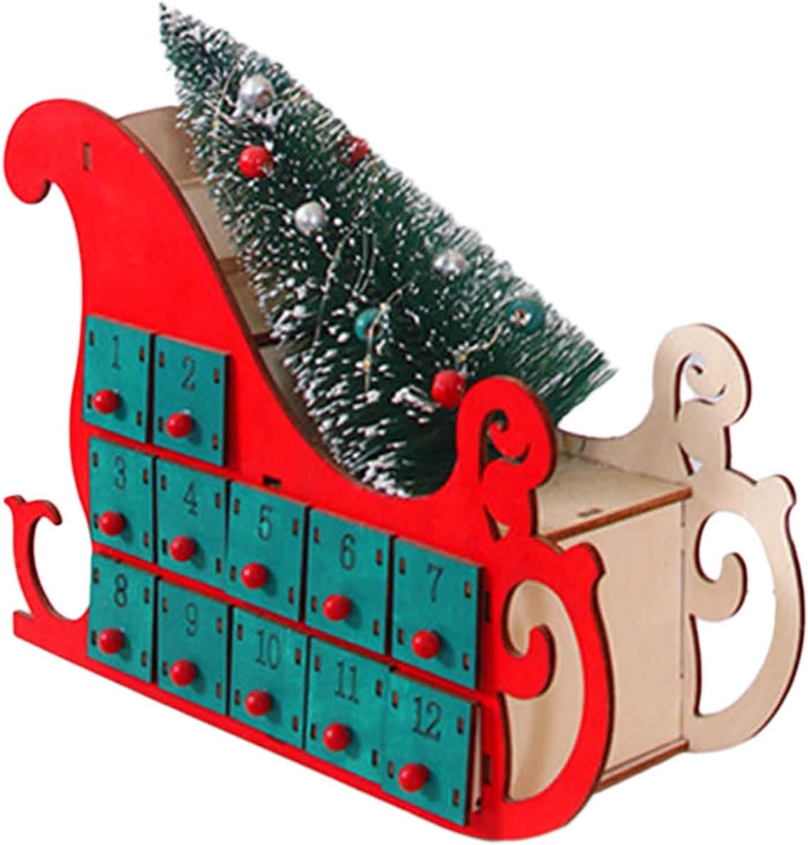 Wooden Christmas LED Advent Calendar 24-Drawers Christmas Decoration Counter Top Ornament Decor For Kids And Adults Christmas Decorations