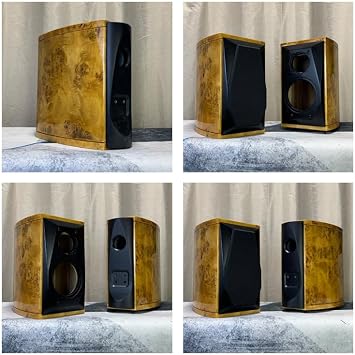 Wooddiy Handmade Customized 6.5 Inch One Pair Speaker Cabinet Empty Box Two-Way Classic Style Speaker Birch Plywood Baltic Waist Drum Radian Gloss BookShell DIY (Amber)