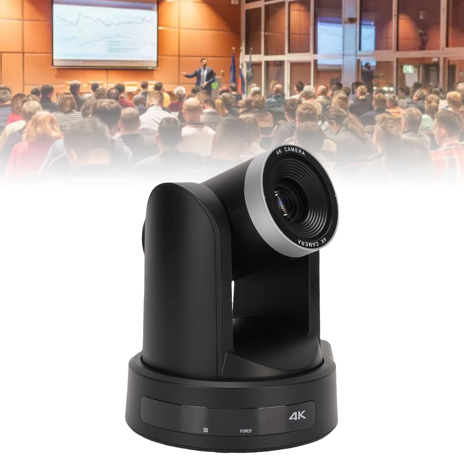 Camera PTZ 4K con Zoom Ottico 12x, Videocamera per Videoconferenza con Tracciamento Automatico AI, 255 Posizioni Preimpostate, Retroilluminazione (Spina europea)