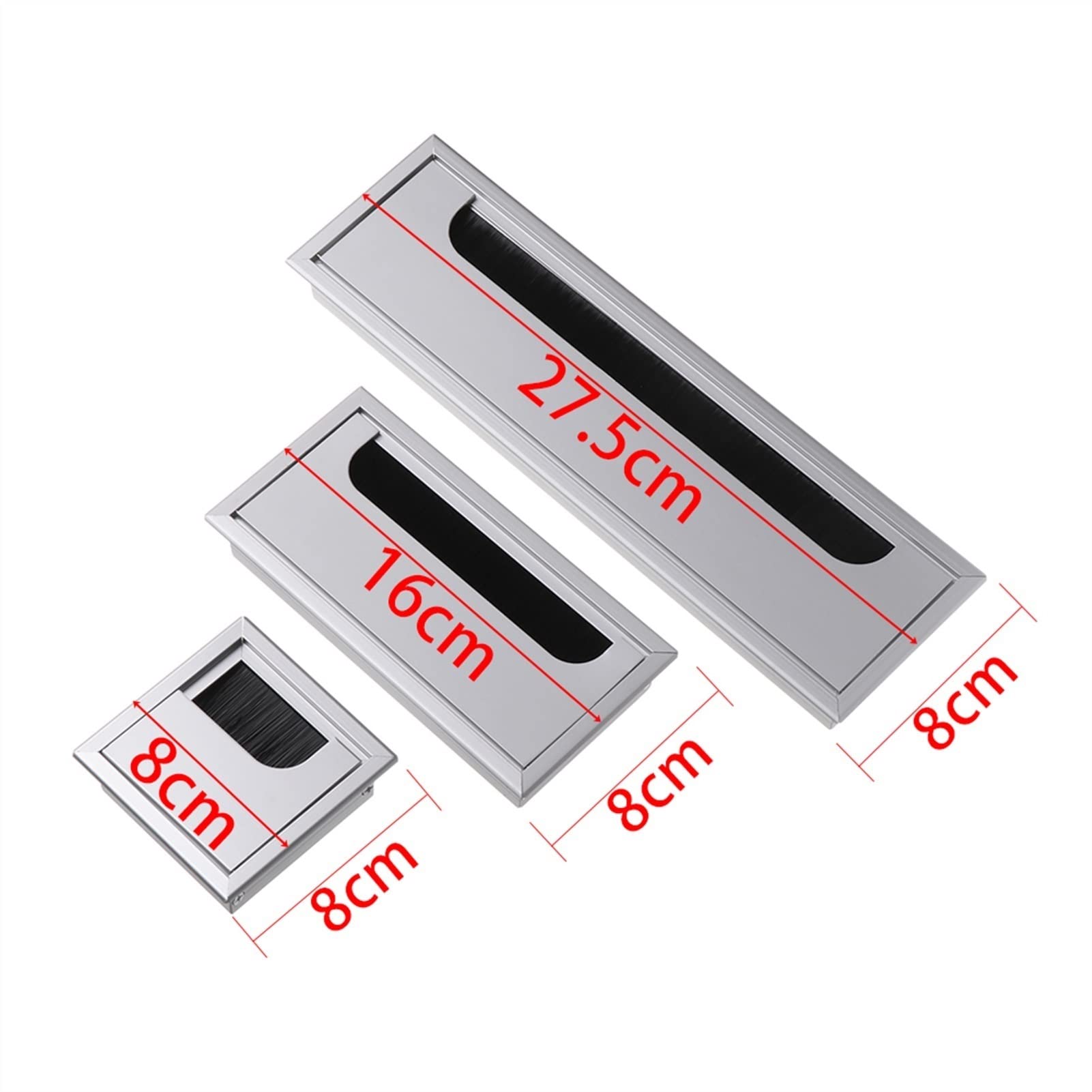 osłona otworu w biurku, Stół biurowy ze stopu aluminium, prostokątny, przelotka kablowa, otwór(Black,275x80mm)