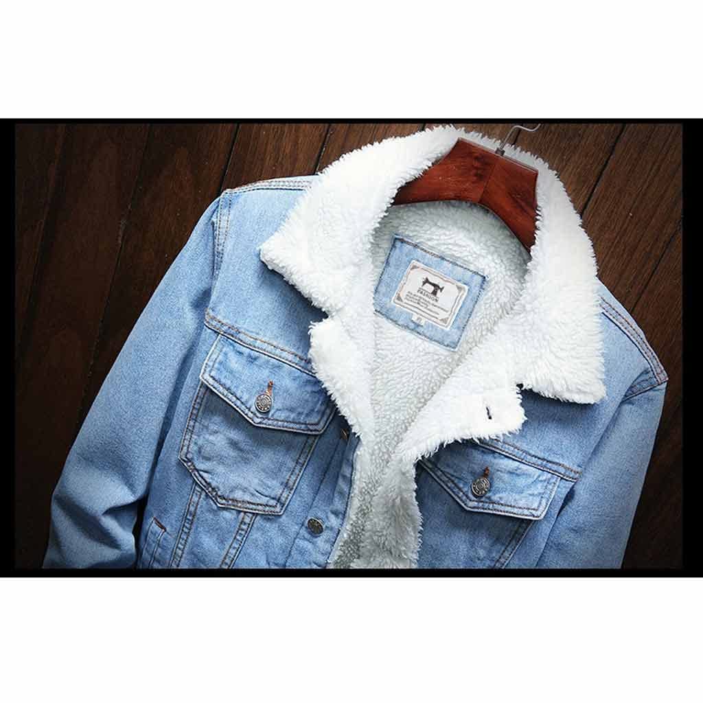 YMGSCC Winter Thick and Warm Solid Color Casual Denim Jacket/Men's