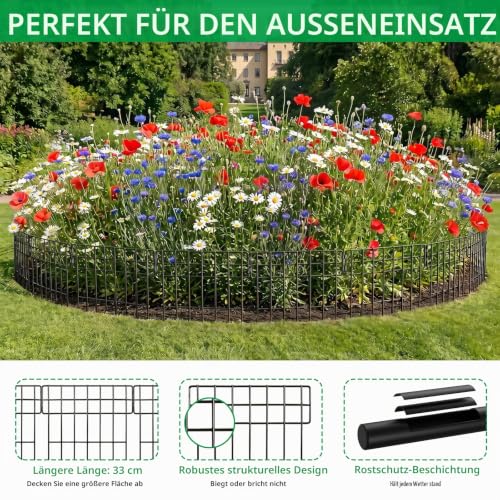 Thealyn 10er Set Metall-Gartenzaun, dekorativer Beetzzaun