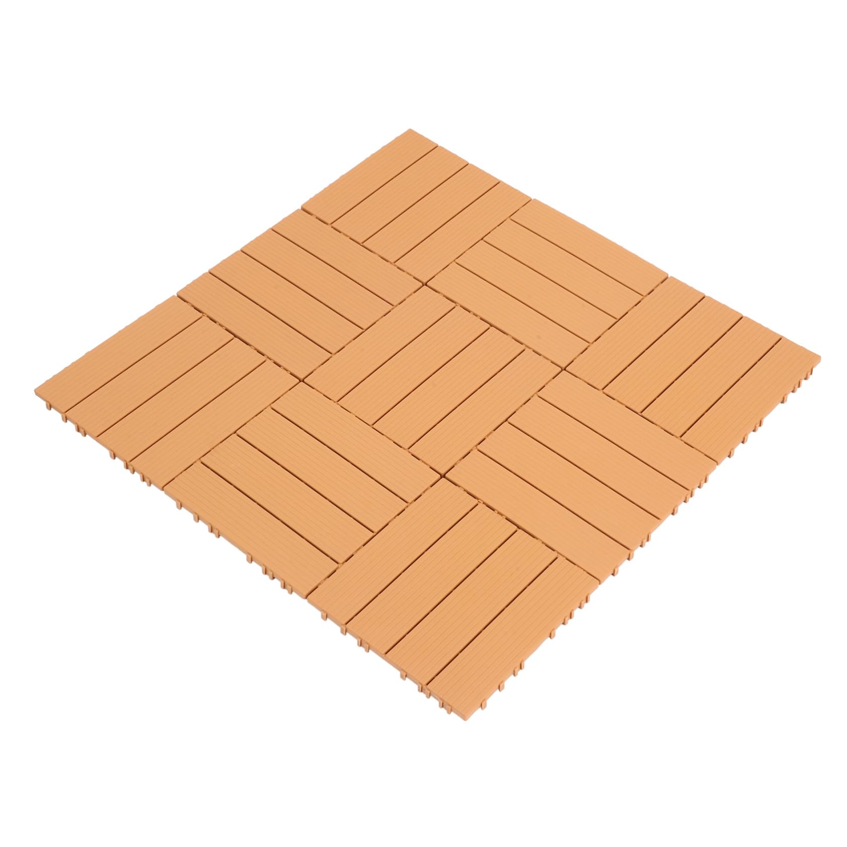 Baldosas de Plástico Entrelazadas Imitación Madera 11 Piezas | Pp Marrón, Resistente al Desgaste, Instalación Fácil, para Jardín y Camino