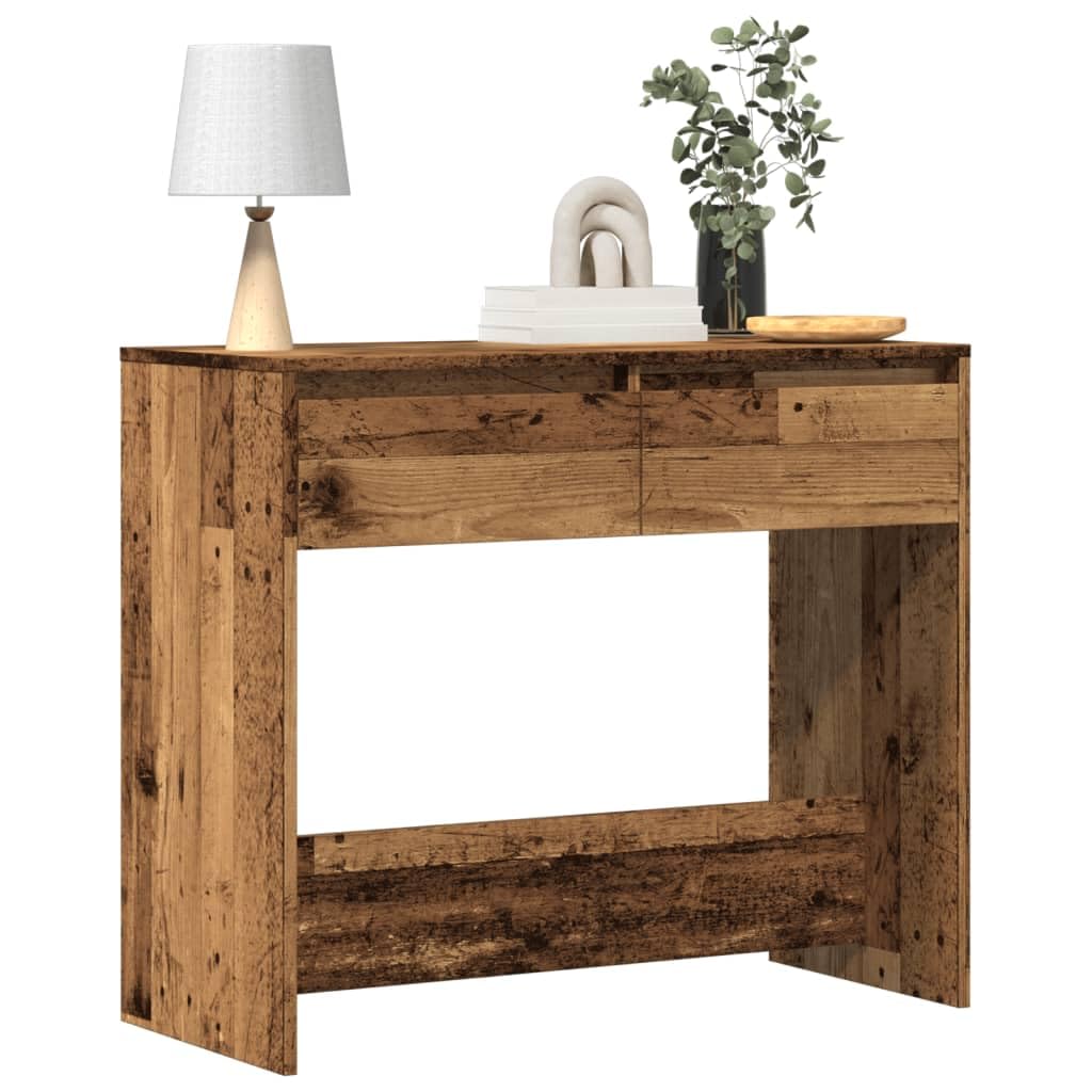 SXZenSpace Console Table 89x41x76.5 cm Old Wood Engineered Hallway Sideboard with 2 Drawers Slim Storage Shelf, Rustic Loungemöbel for Living Room Corridor and Bedroom