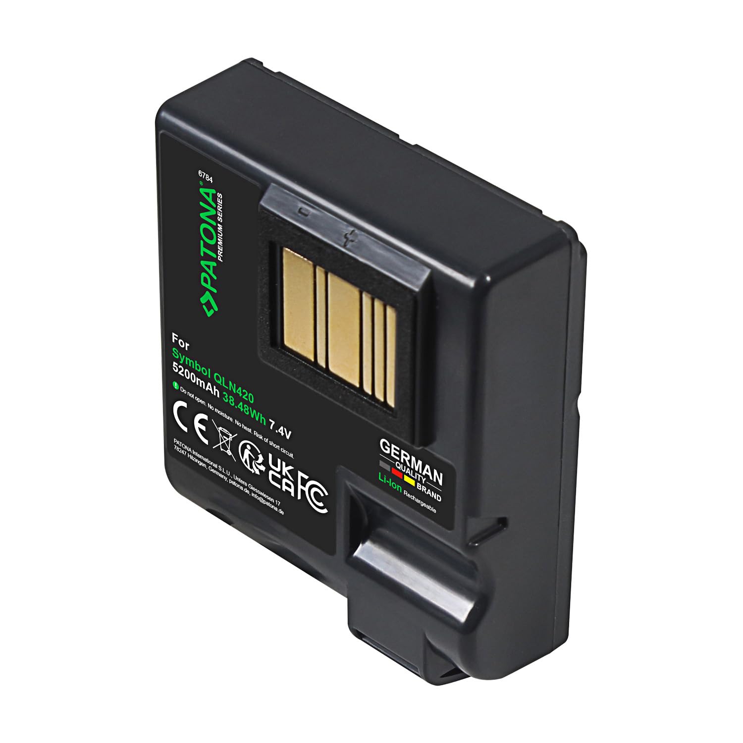 PATONA Batteria Premium per Zebra QLN420, ZQ630, ricambio per simbolo Zebra P1040687/P1050667-016, 7,4 V, 5200 mAh, agli ioni di litio, scanner manuale con codice a barre, di alta qualità o seconda