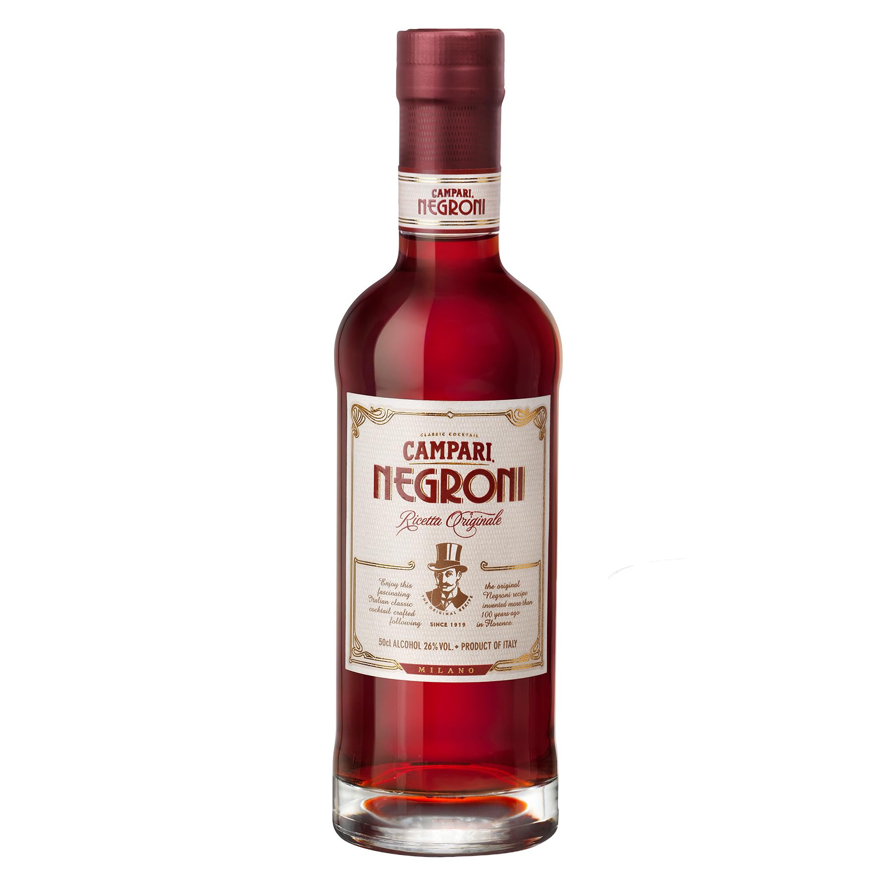 Campari Negroni - italienischer, servierfertiger Pre-Dinner Cocktail aus dem Hause Campari - kombiniert mit dem Aroma von Gin und rotem Wermut - 1 x 0,5 Liter