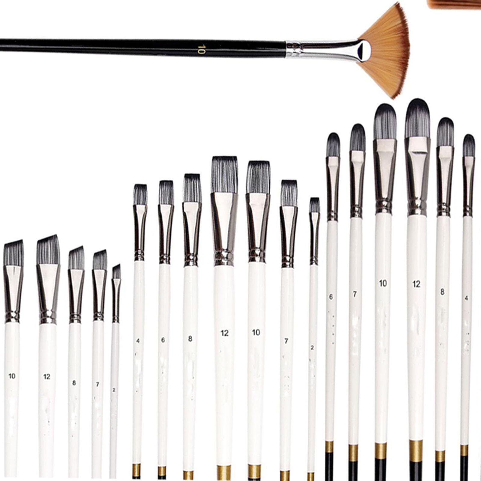 Set di Pennelli Professionali, Setole in Nylon Portatili Set di Pennelli Artistici Pennelli per Pittura Guazzo per Acquerello a Olio (Set da 34 pezzi (confezione di sacchetti