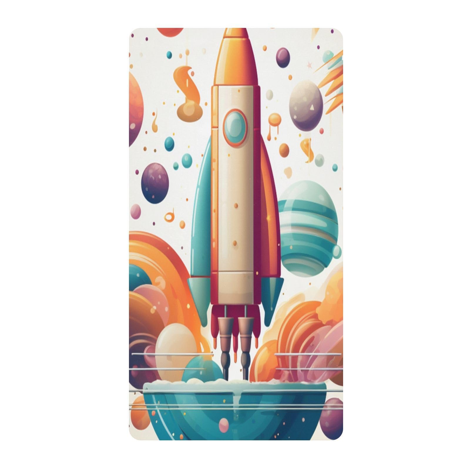 Dibujos Animados De Arte Cohete Lindas Estrellas Sábana de Cuna para Niños Pequeños,Sábanas de Algodón Suave para Bebés Aptas para Colchón Corralito
