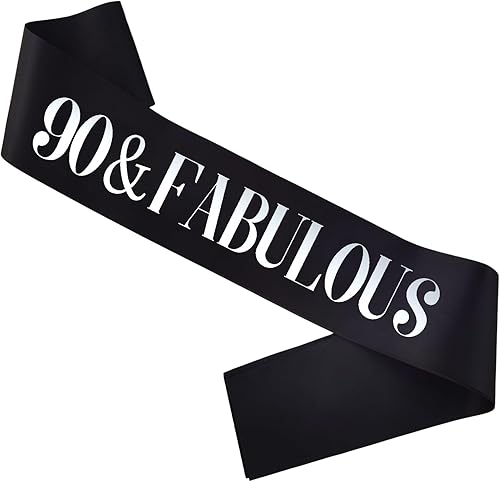 Miniatura 7 de Banda de cumpleaños de 80 y fabulosa, lámina plateada de satén negro del 80 y fabulosa banda de cumpleaños para hombres o mujeres, decoraciones de