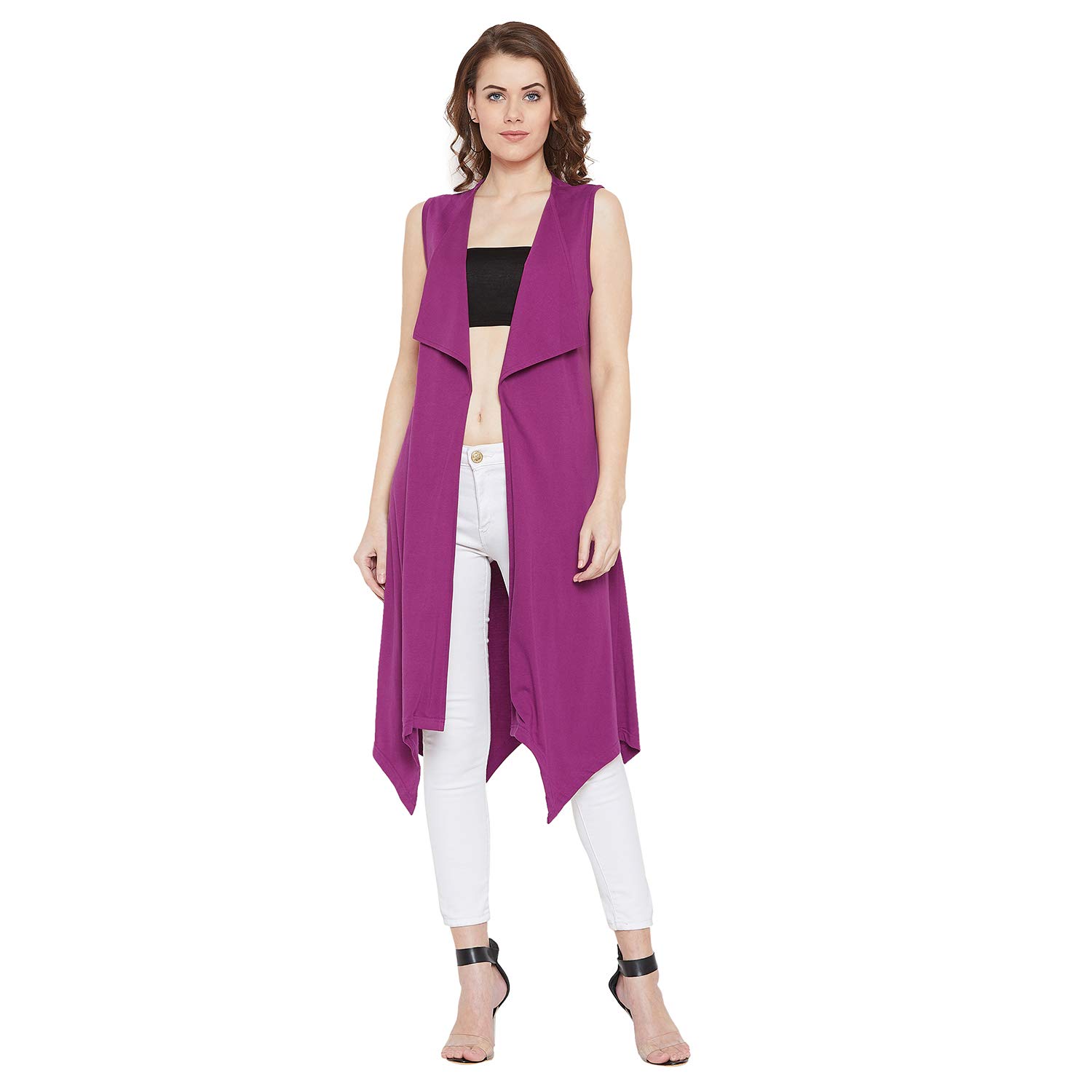 hypernation Women's Cotton Shrug (Wine;)-picture-21