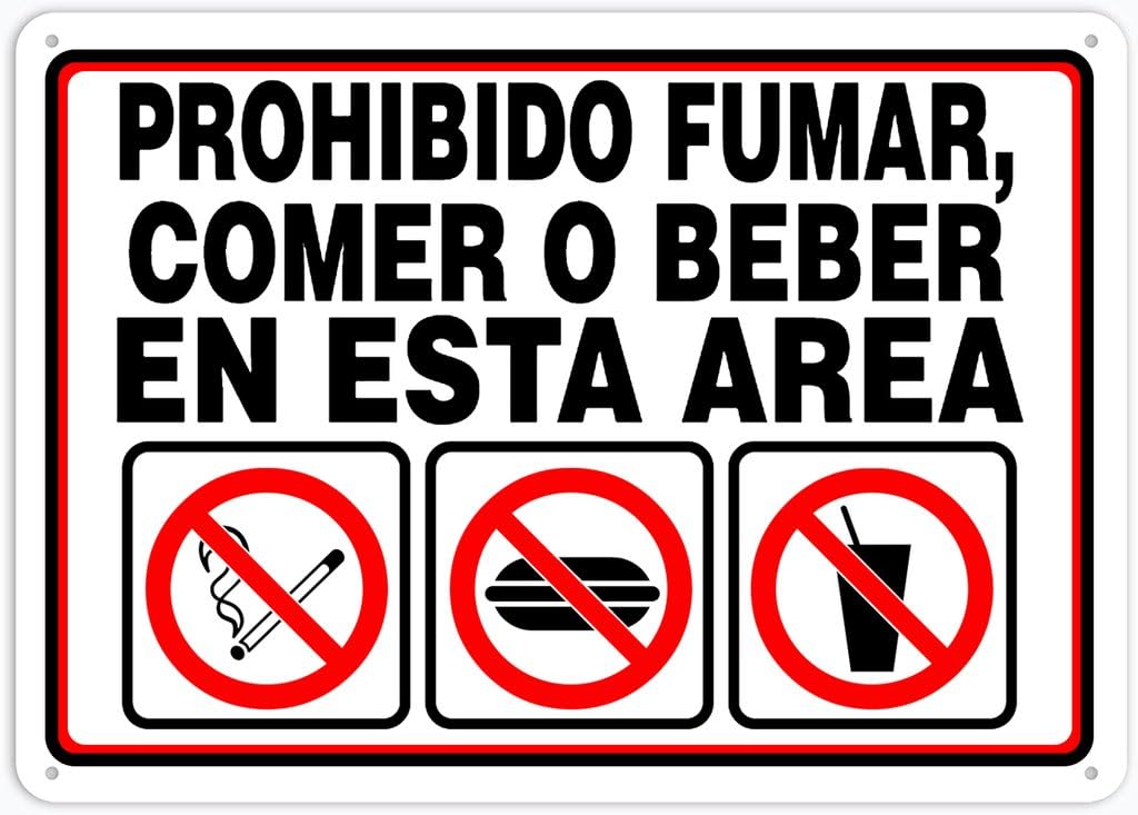 Tin sign vintage No Smoking Eating Or Drinking In This Area Caution Safety Plaque Poster for Bar Pub Beer Home Garage Man Cave Wall Decor 12x8 Inch