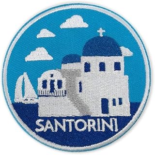 Cute-Patch Santorini Travel Embroidered Iron on sew on Patch Greece Visit Souvenir