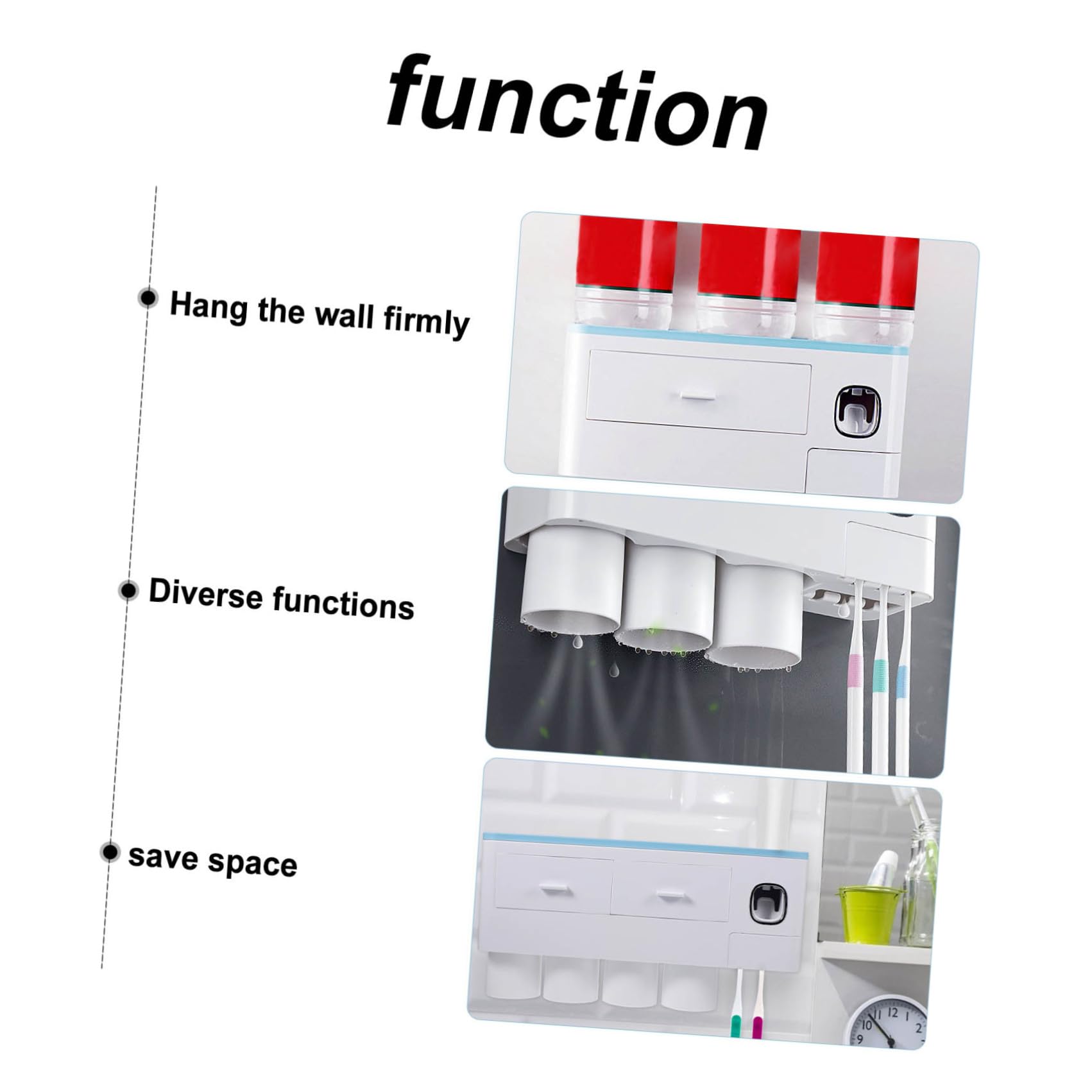 PRETYZOOM Soporte para Cepillo De Dientes Organizador De Baño Estante De Almacenamiento Fácil Adherencia