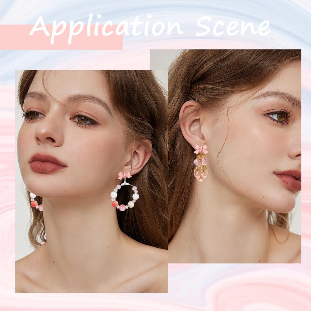 1 Box 40Pcs Bow Earrings Findings Earring Post with Loop Pearl Pink Small Bowknot Tie Ear Nuts 925 Sterling Silver Pin Alloy Earring Studs for Jewelry Making Earrings Supplies DIY Crafting - Image 4
