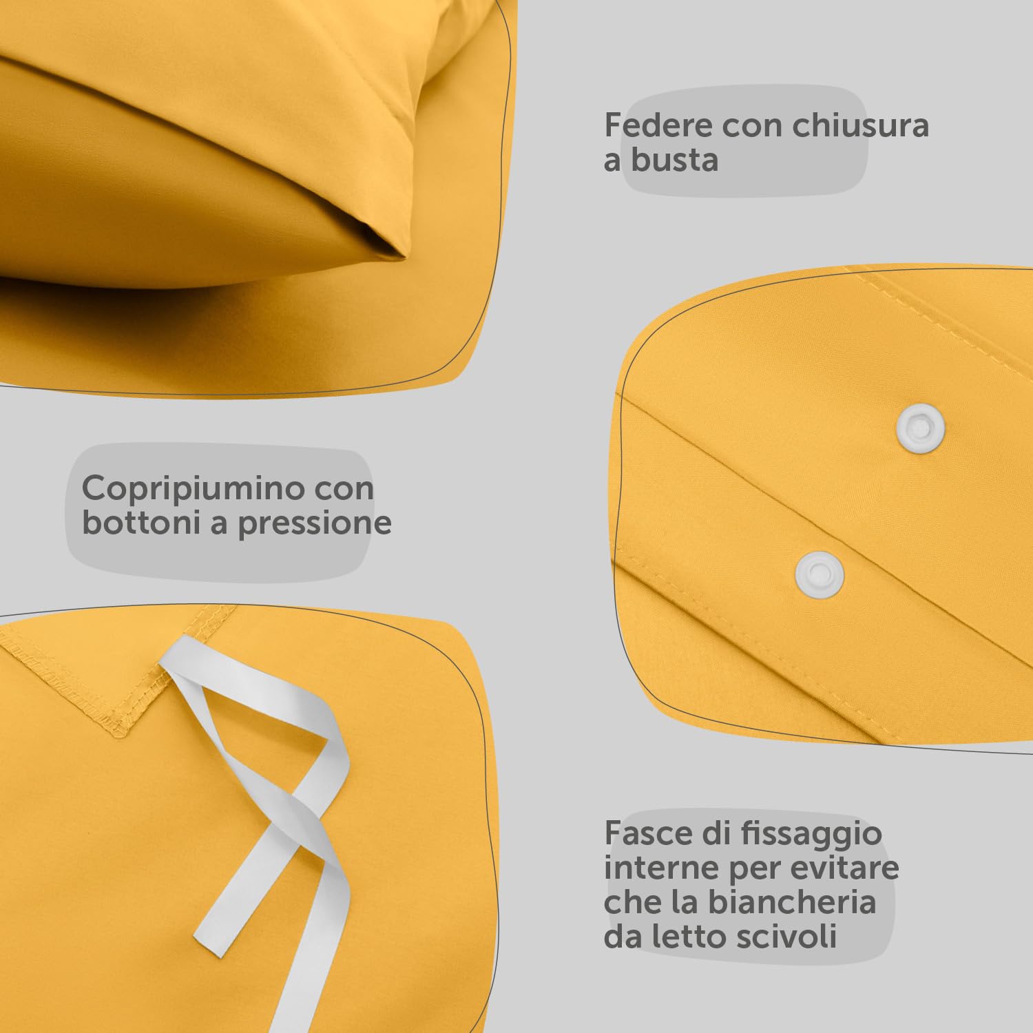 Blumtal Copripiumino Singolo 155x200 e Federa 50x80 - Set di Lenzuola in microfibra extra morbida certificata Oeko-Tex, Set Copripiumino Singolo con 1 Federa - 2 pezzi - Giallo